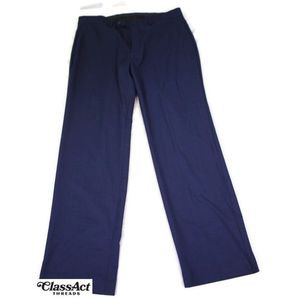 Calvin Klein Mens Chino Pants Blue Straight Leg Stretch Stretch 34" X 30"